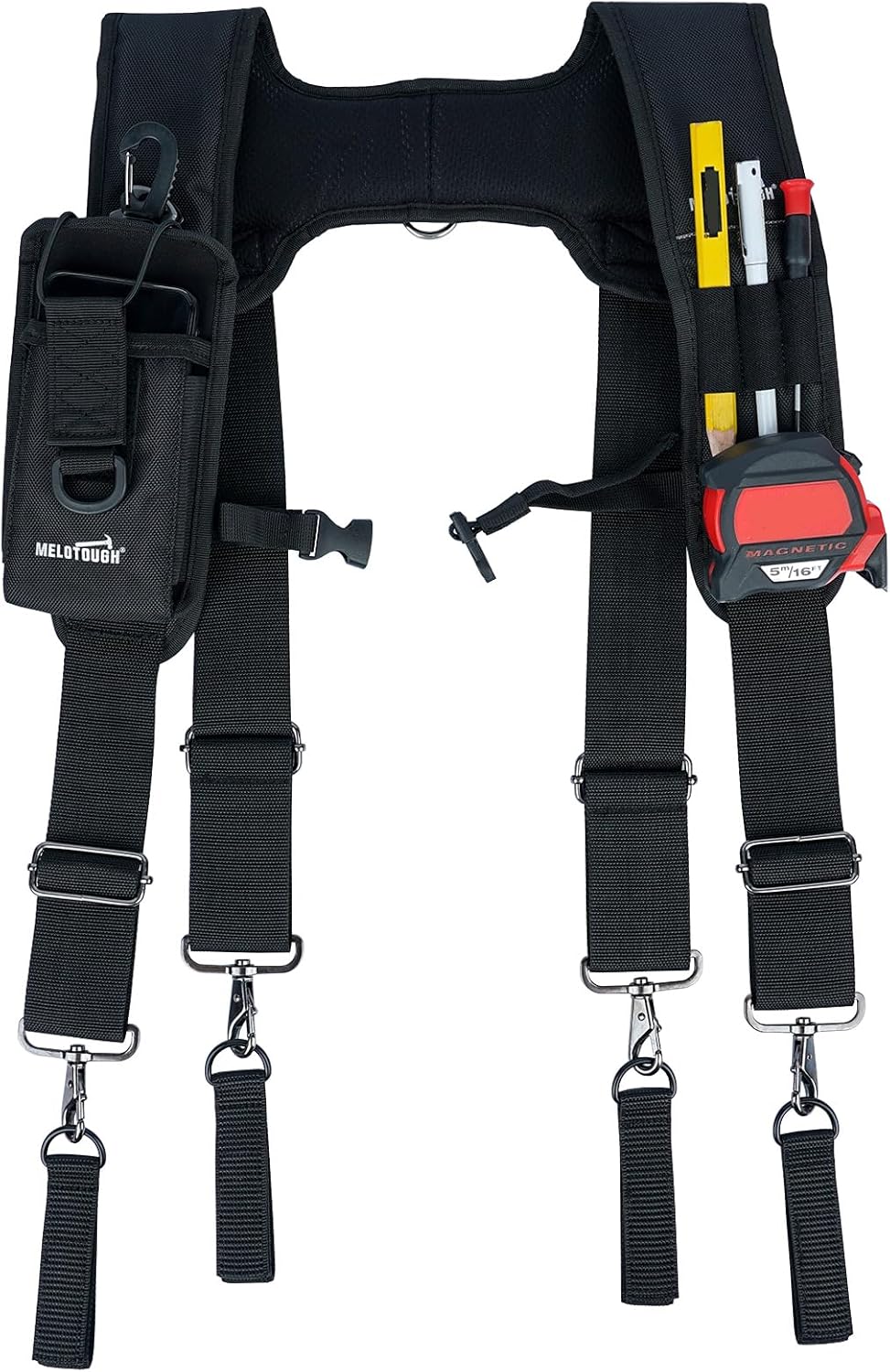 MELOTOUGH Tool Belt Suspenders Construction Bag Suspenders Padded Work belt Suspenders for Carpenter/Electrician/Roofing/Farmer work Suspension Rig(H Back)