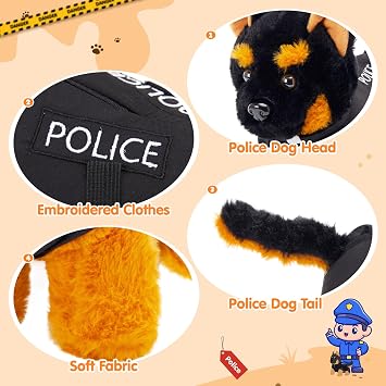 Plush German Shepherd Police Dog Stuffed Animal Black Vest 14in