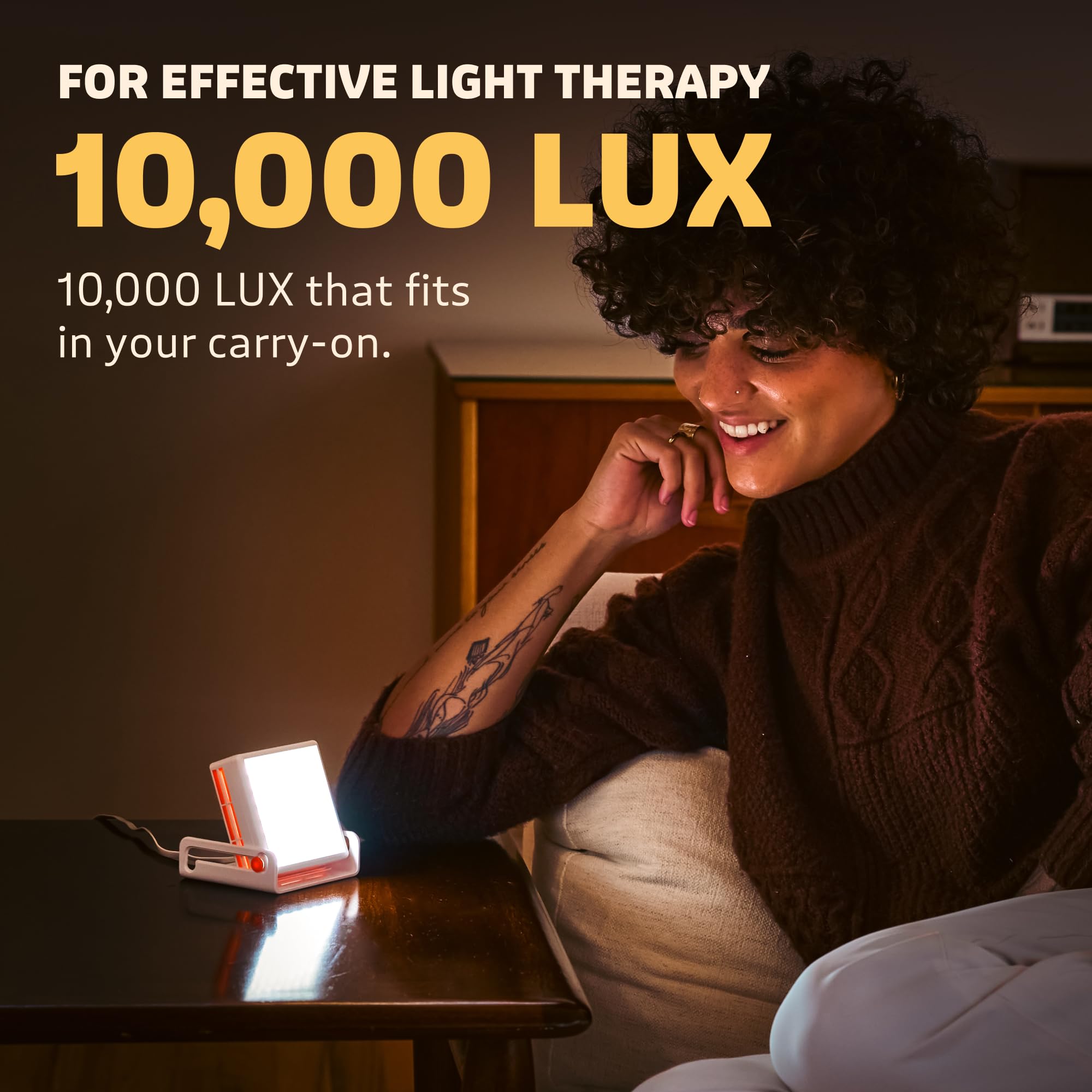 Circadian Optics Luxy - Lámpara de escritorio de terapia de luz, como se ve en Shark Tank, 10.000 LED de espectro completo sin rayos UV, ultra compacta y portátil, lámpara de luz solar para azules