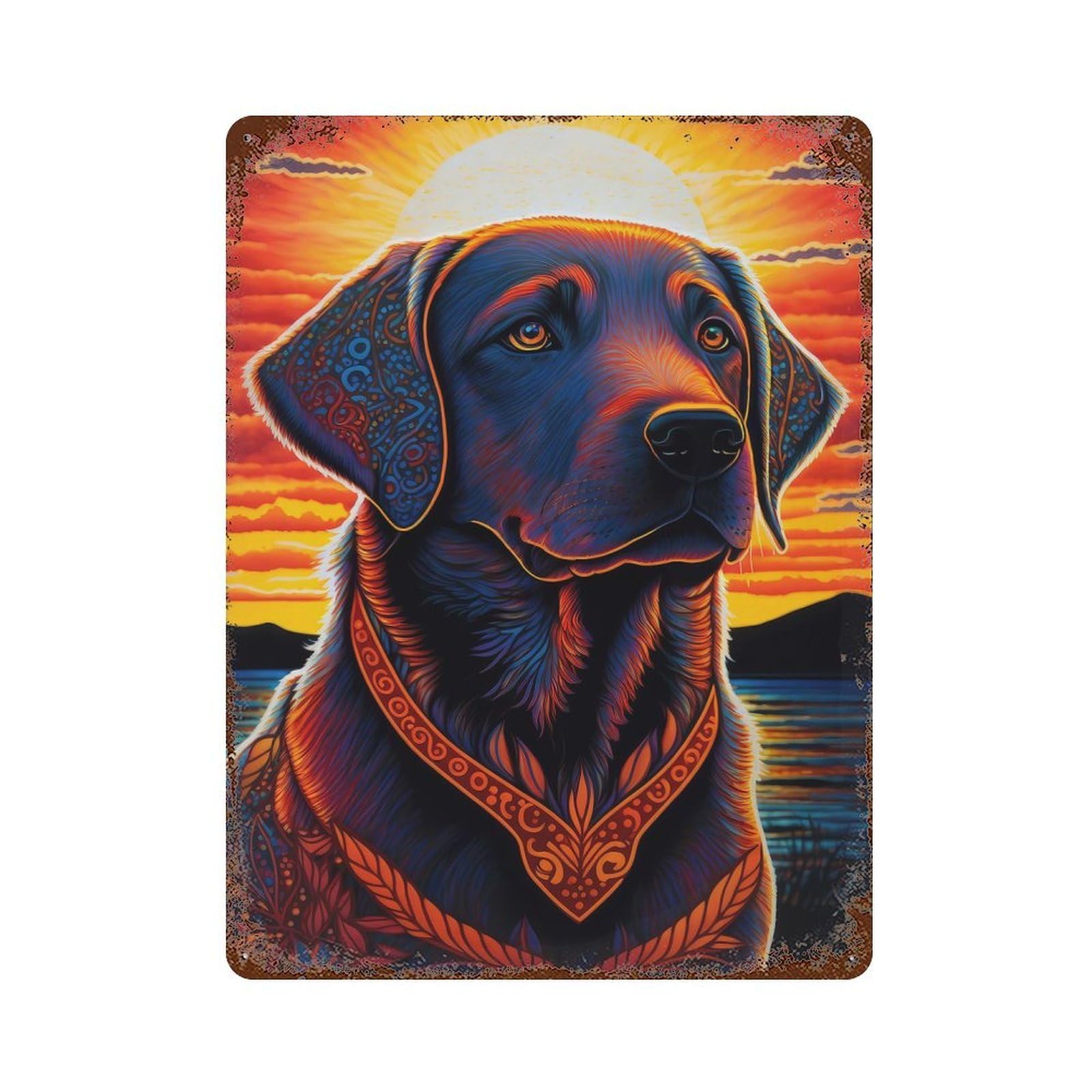 Garage Style Labrador Retriever Style 1 Distressed Metal Wall Sign 15.7"x11.8", Decorative Metal Wall Art for Bar And Workshop