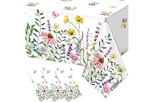 Spring Tablecloths - 3Pcs Spring Floral Plastic Tablecloths 54x108 Inch