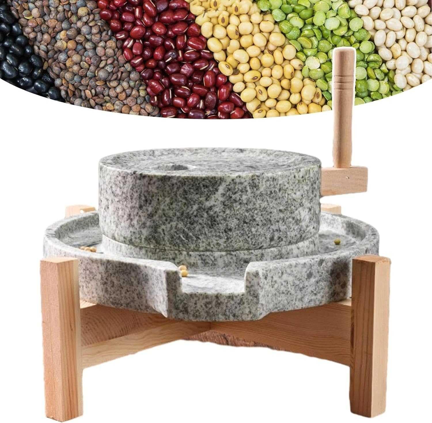 Hand Grain Grinder Stone Wet Dry Bluestone Kitchen Home Food Grinder Wheat Berry Rice Seed Spice Powder