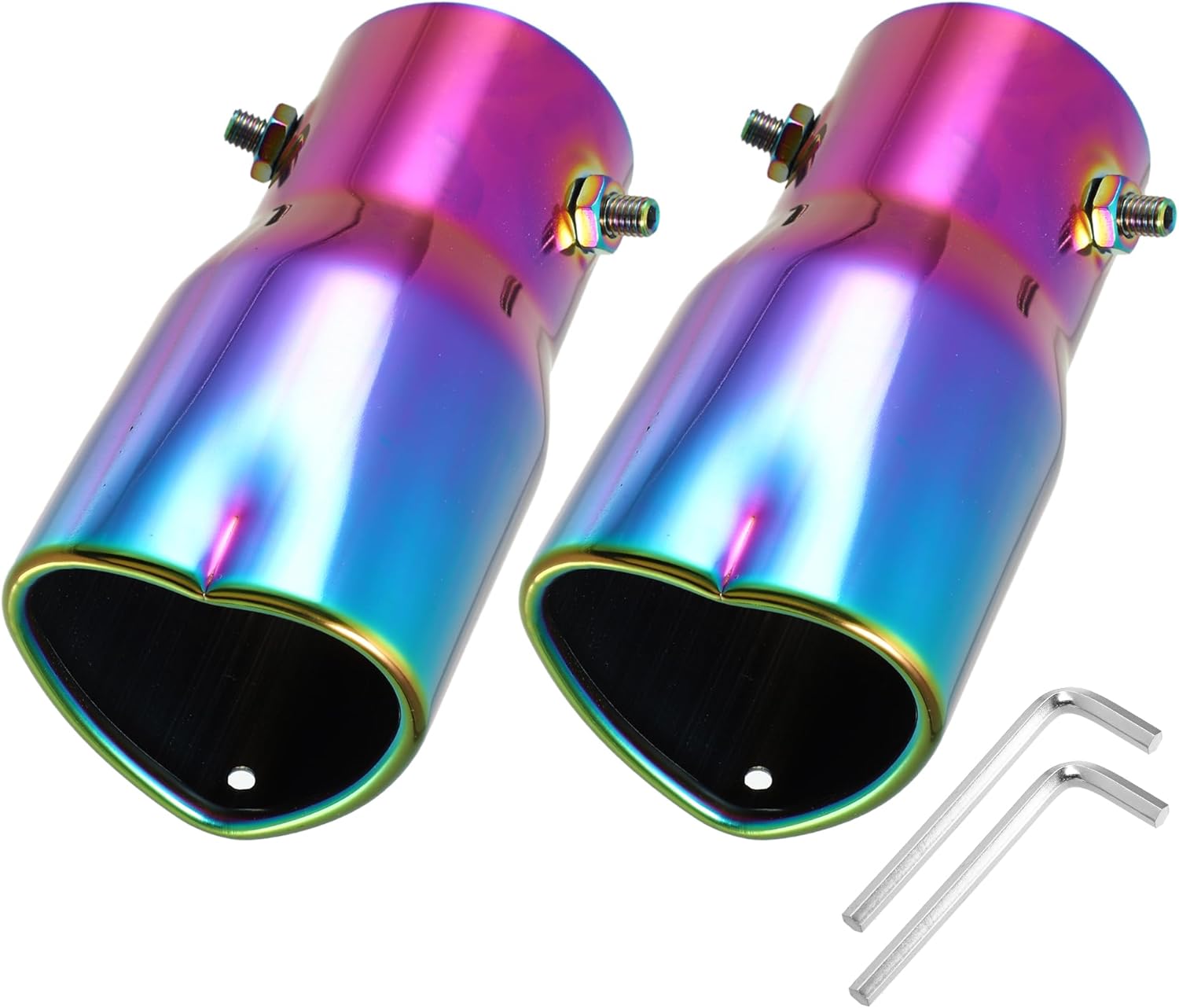 Motoforti Universal Muffler Exhaust Car Exhaust Muffler Tip Tailpipe, 2.48 Inch Inlet 2.95 Inch Outlet, Exhaust Pipe, Stainless Steel, Assorted Color, 2 Pcs