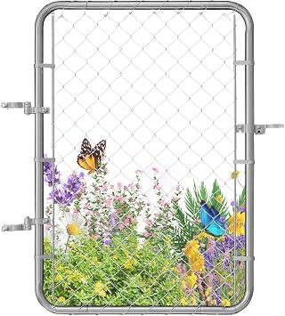 VEVOR Chain Link Fence Gate, 32 x 46 in, Adjustable Chain Link Fence Panel, Fit 24-32 in (W) x 46 in (H) Garden Fence Gate Opening, Rust-Resistant Galvanized Fencing Gate for Farm Posts Not Included