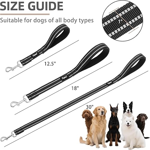 Miniatura 2 de PUPTECK Correa reflectante para perro, paquete de 3 correas de nailon de 4.9 pies con clip fuerte y mango acolchado suave, correa de entrenamiento