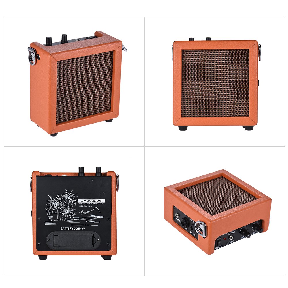 Amplificador de ukelele para bajo de guitarra con batería de alta sensibilidad, 3 W, 9 V, con control de tono de volumen