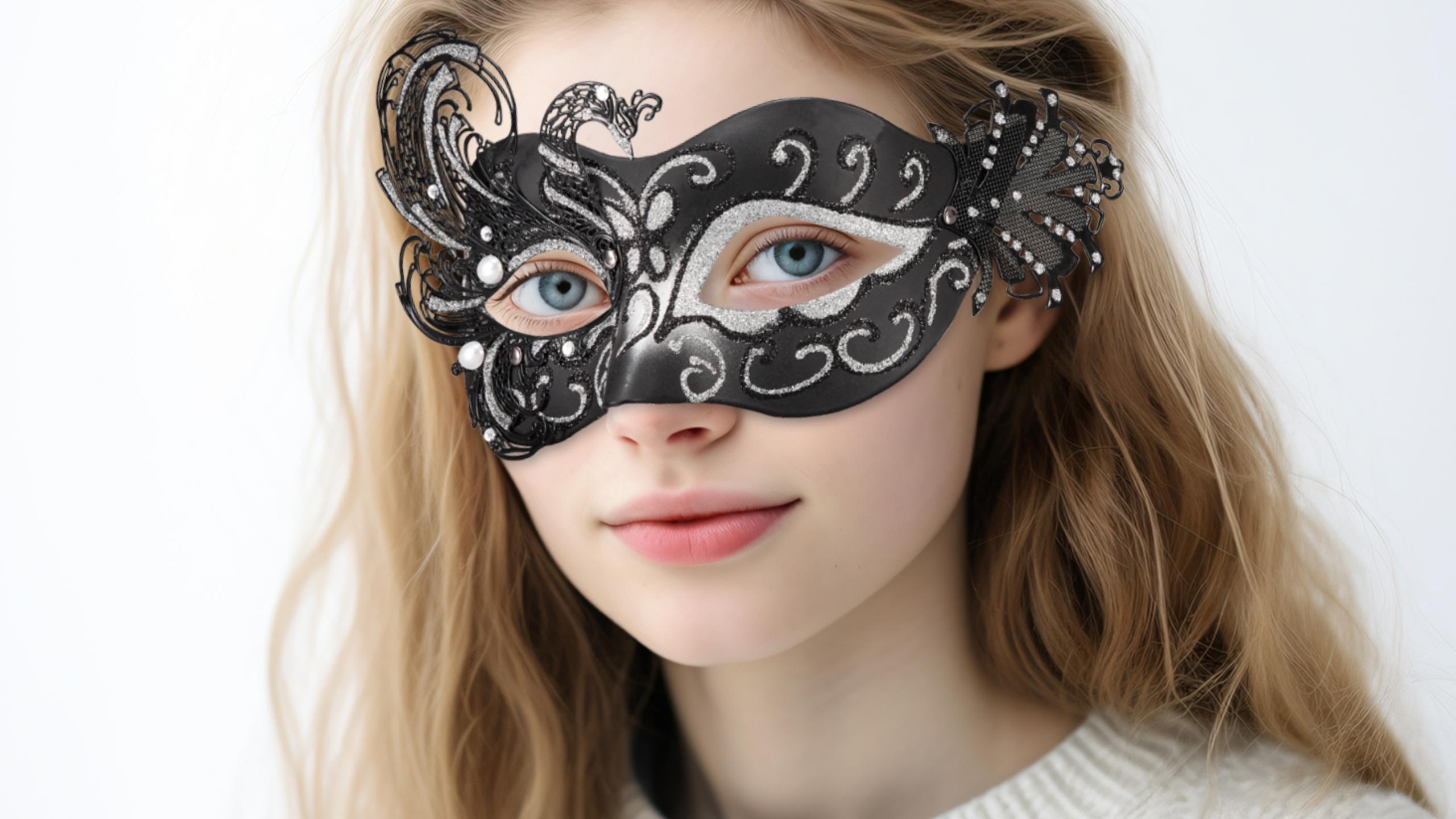 Amazon.com: MYSEUNI 2025 New Black and Silver Masquerade Mask for