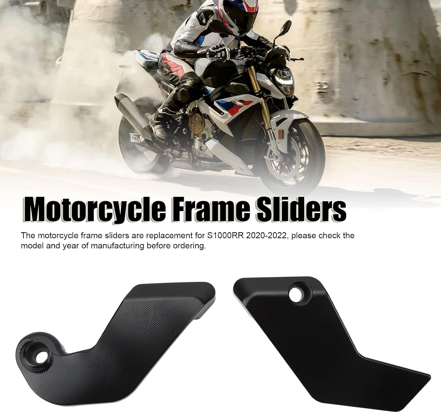 オートバイフレームスライダーエンジンクラッシュプロクターパッド、S1000RR 【オートバイエンジンスキッ】 2020-2022用アルミ合金落下保護、長短ネジ付き