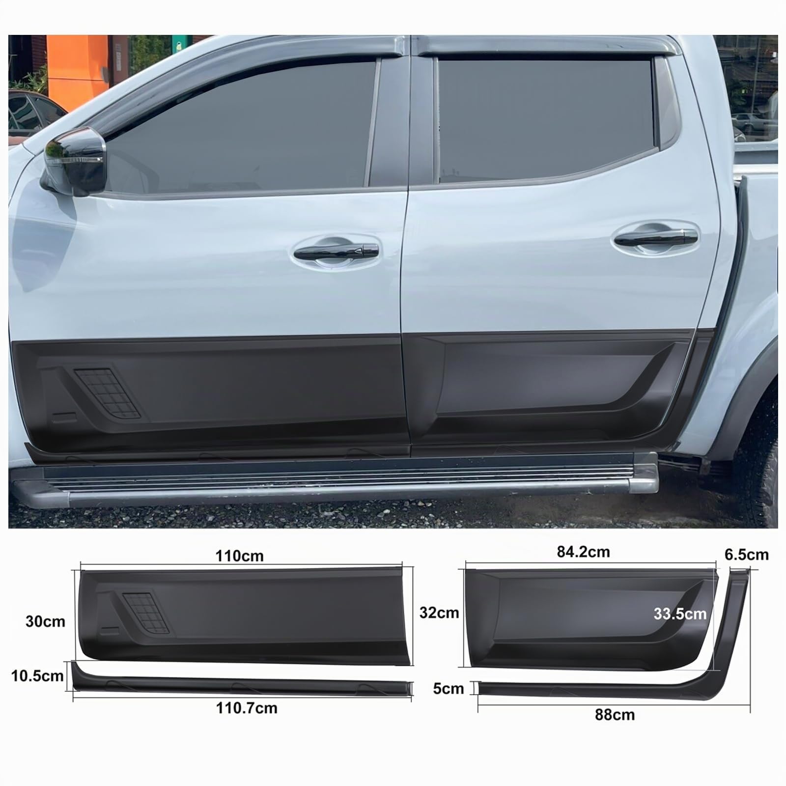 Revestimiento de carrocería para Nissan Navara 2015-2024 NP300 D23 Doble Cabina Paneles de Puerta Lateral