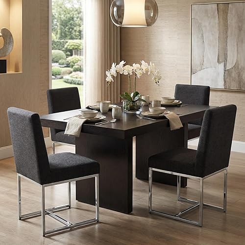 Miniatura 26 de CIMOTA Juego de 4 sillas de comedor modernas de lino, sillas de comedor de mediados de siglo, sillas laterales tapizadas de tela sin brazos con base