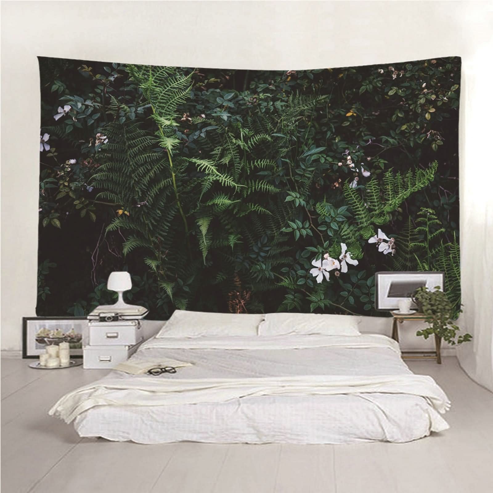 Tapiz Macramé Pared Grande, Decoración Baño Pared Planta Poliéster Verde 350x256CM Regalo Mujer Adornos de Arte