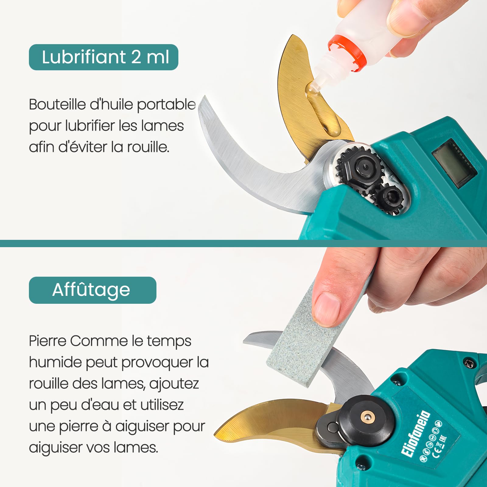 Sécateur électrique sans Fil Affichage avec Écran Diamètre de Coupe Max 30 mm avec 2x2000mAh Batteries 21V, Sécateur électrique pour Jardin,Arbustes,Branches,Secateur à Batterie