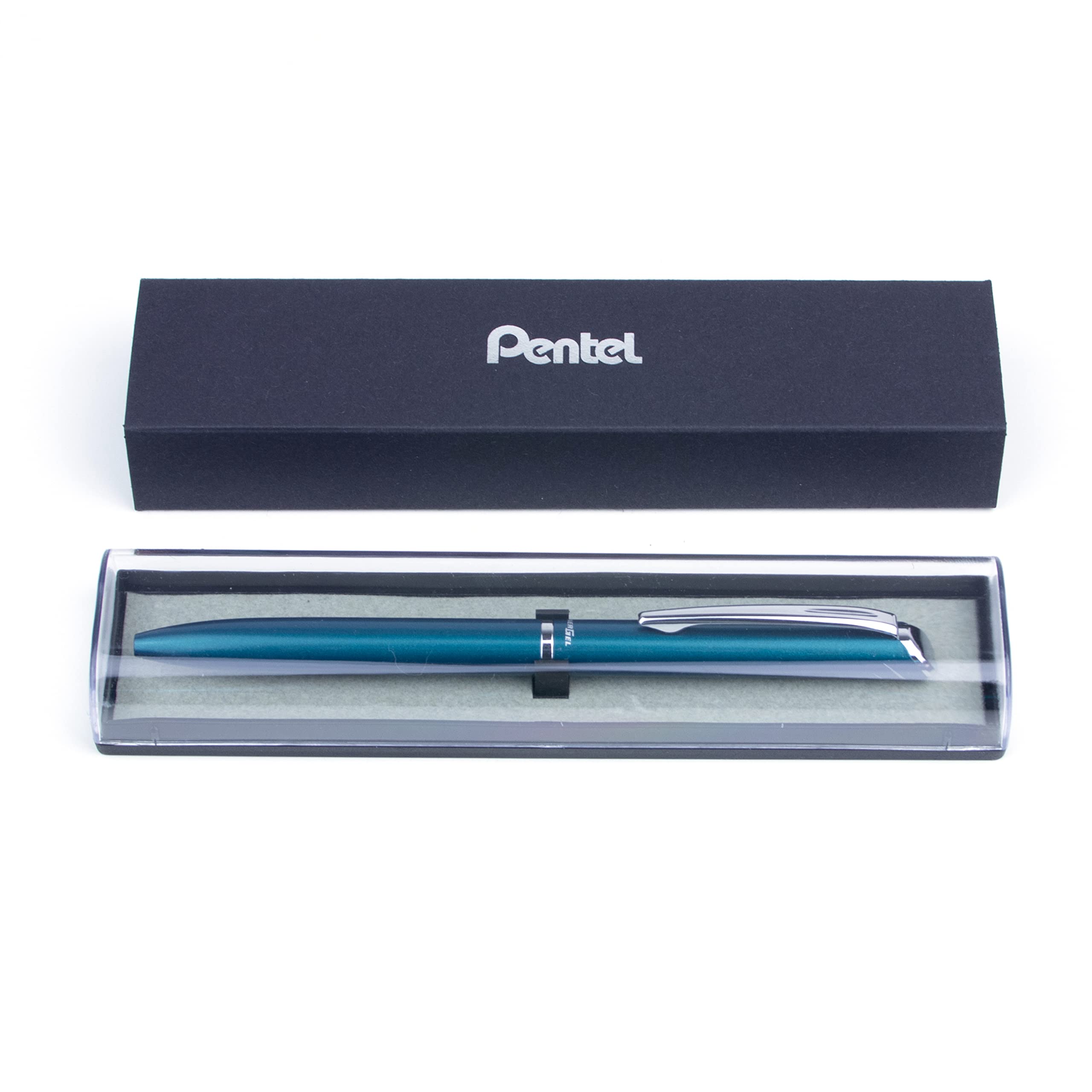Pentel EnerGel Liquid Gel Retractable Rollerball Pen, Sky Blue Metal Barrel, Gift, Everyday Writing, Office Supplies, Black Ink, 0.7mm Medium Point, BL2007S-AE1, 1 Each Includes Gift Box