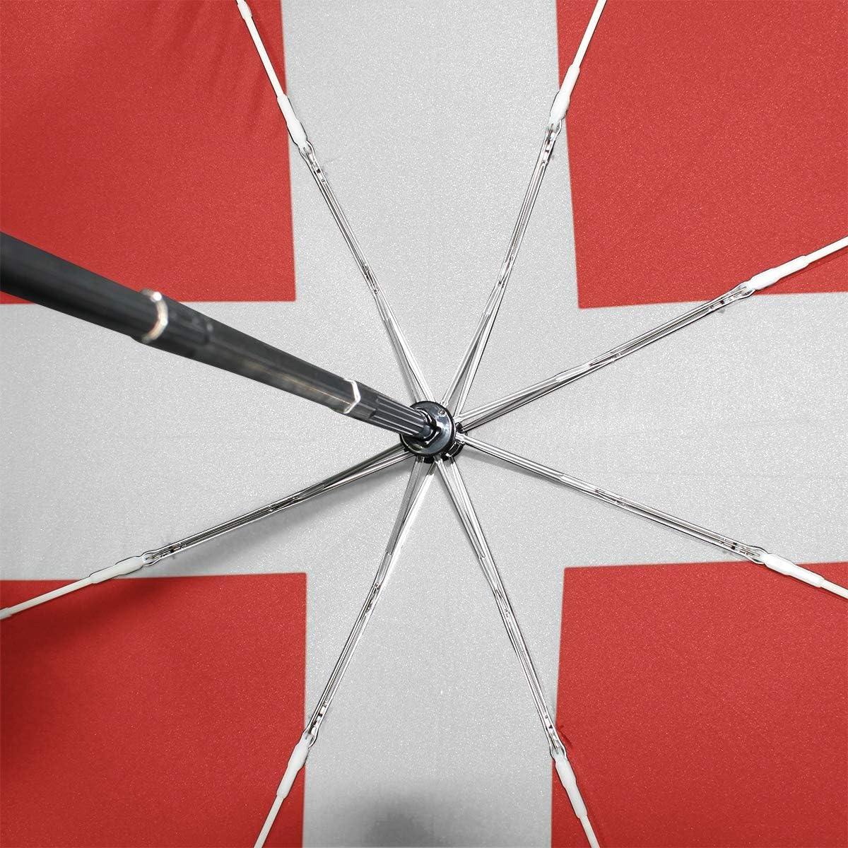 Ainans Swiss Flag Automatic Umbrella Auto Open Close Folding Windproof Foldable for Men Women Kids