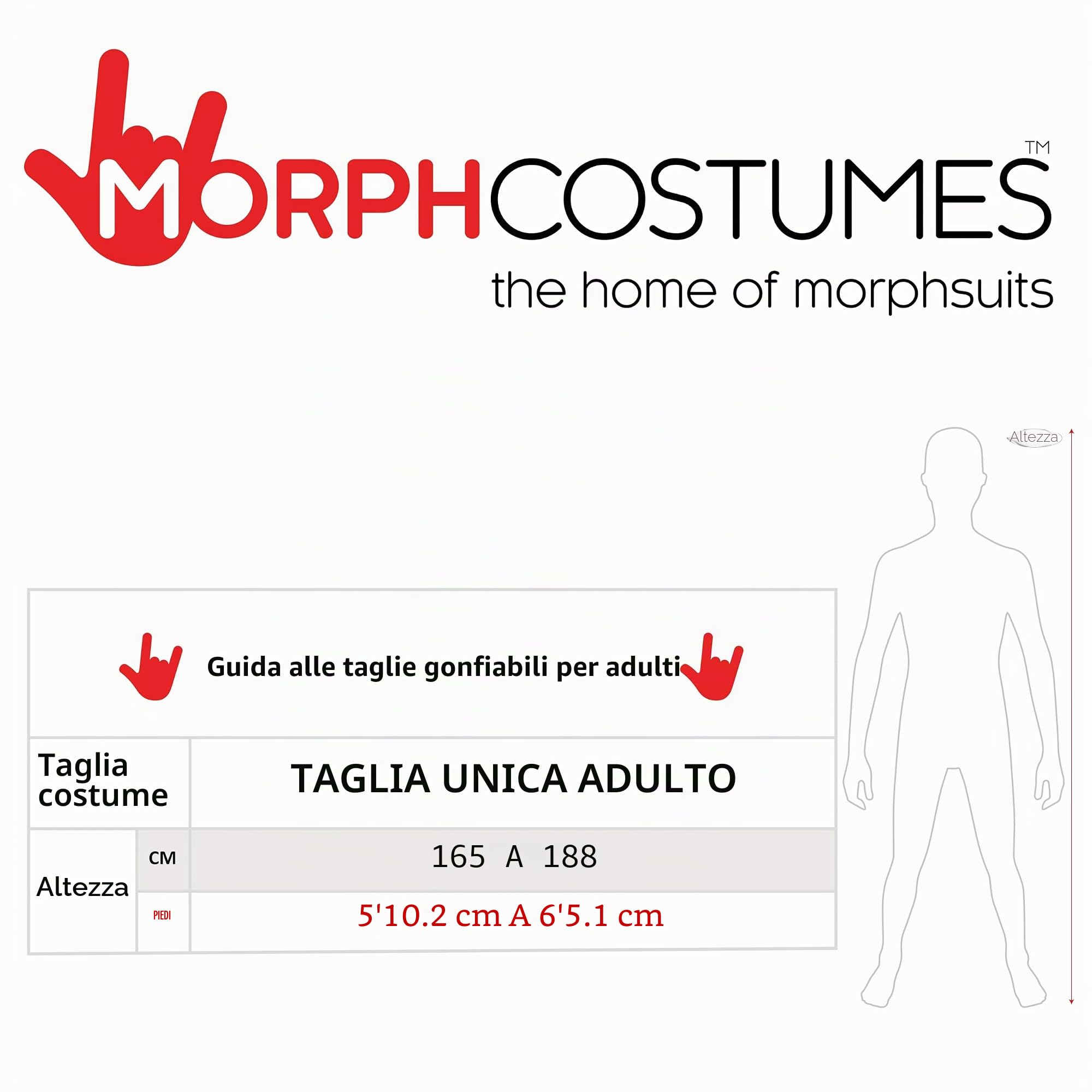 Morph Costume Panda Gonfiabile Adulto, Costume Halloween Nero