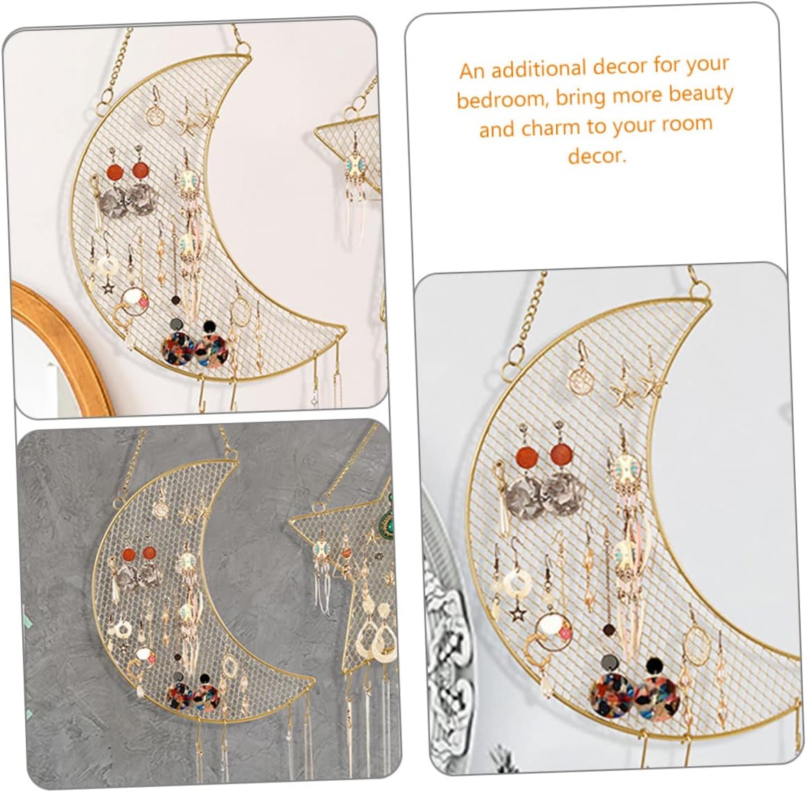 2pcs Grid Jewelry Rack hanging jewelry organizer earring organizer hanging earring stud organizer earring holder organizer earring grid display rack iron accessories earrings (Goldenx5pc