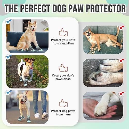 Miniatura 8 de SlowTon Zapatos para perros grandes, pequeños y medianos, botas impermeables para pavimento caliente de verano, protector de patas para caminar al