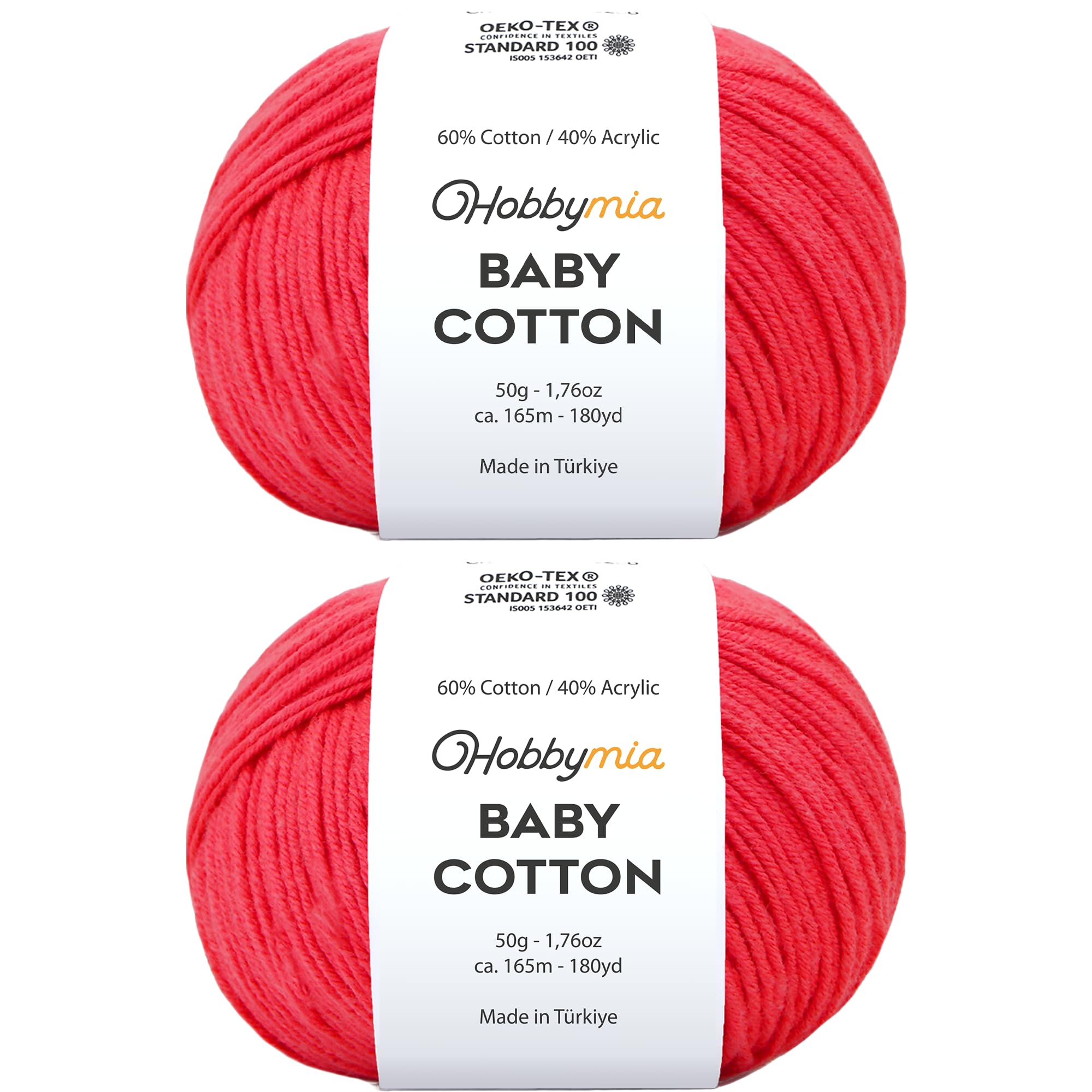 Baby Cotton Blend Yarn – Soft Sport Weight Yarn for Crochet & Amigurumi - 50g/180yds - 60% Cotton 40% Acrylic - Ideal for Baby & Knitting Proj.(Neon Green, 1 Ball) — view 65
