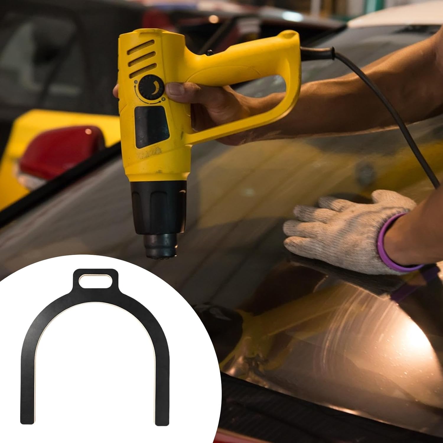 U Shape Wooden Car Mirror Vinyl Wrap Tool Disassembly Free Ergonomic Handle Accessories Professional Application Tool, Style A