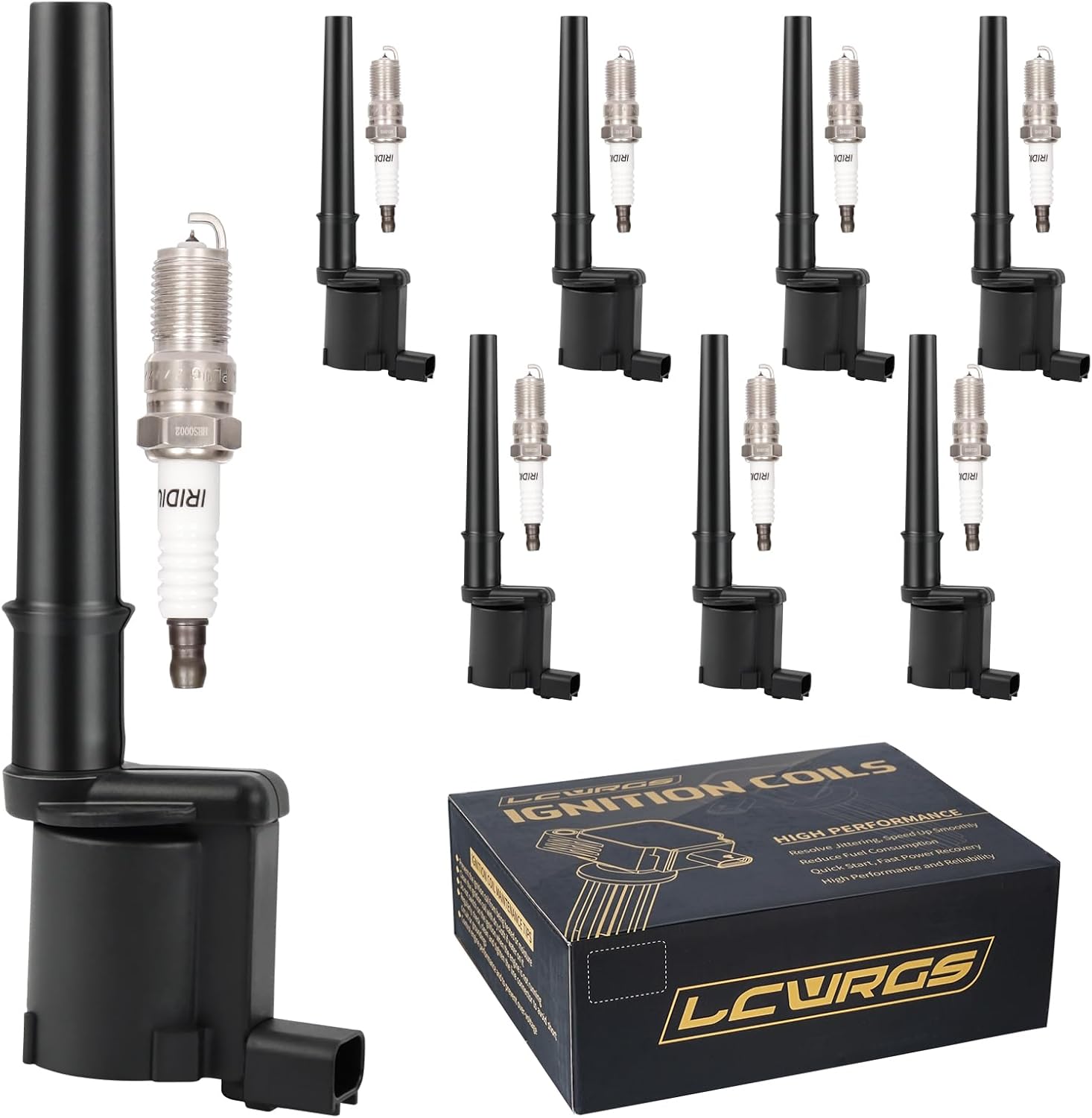 Set of 8 Ignition Coil Pack and Spark Plugs fits for 2003 2004 2005 Lincoln Navigator Aviator Continental Blackwood Mark VIII Ford Mustang Mercury Marauder Panoz Esperante DG543 UF191