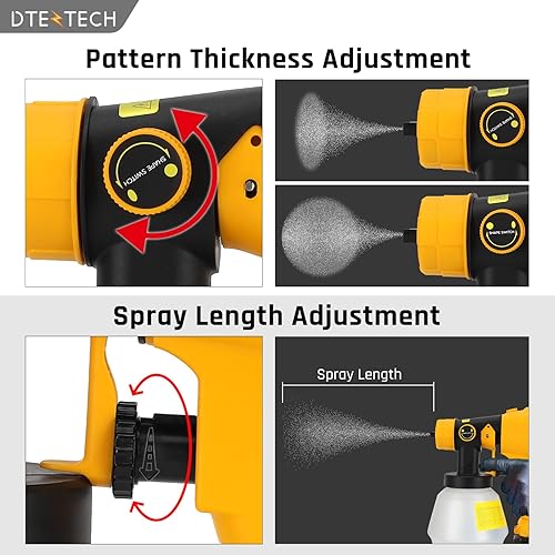 Miniatura 4 de Pulverizador de pintura para batería Dewalt de 20 V MAX, pistola de pintura en aerosol HVLP con motor sin escobillas y boquilla de cobre, rociador