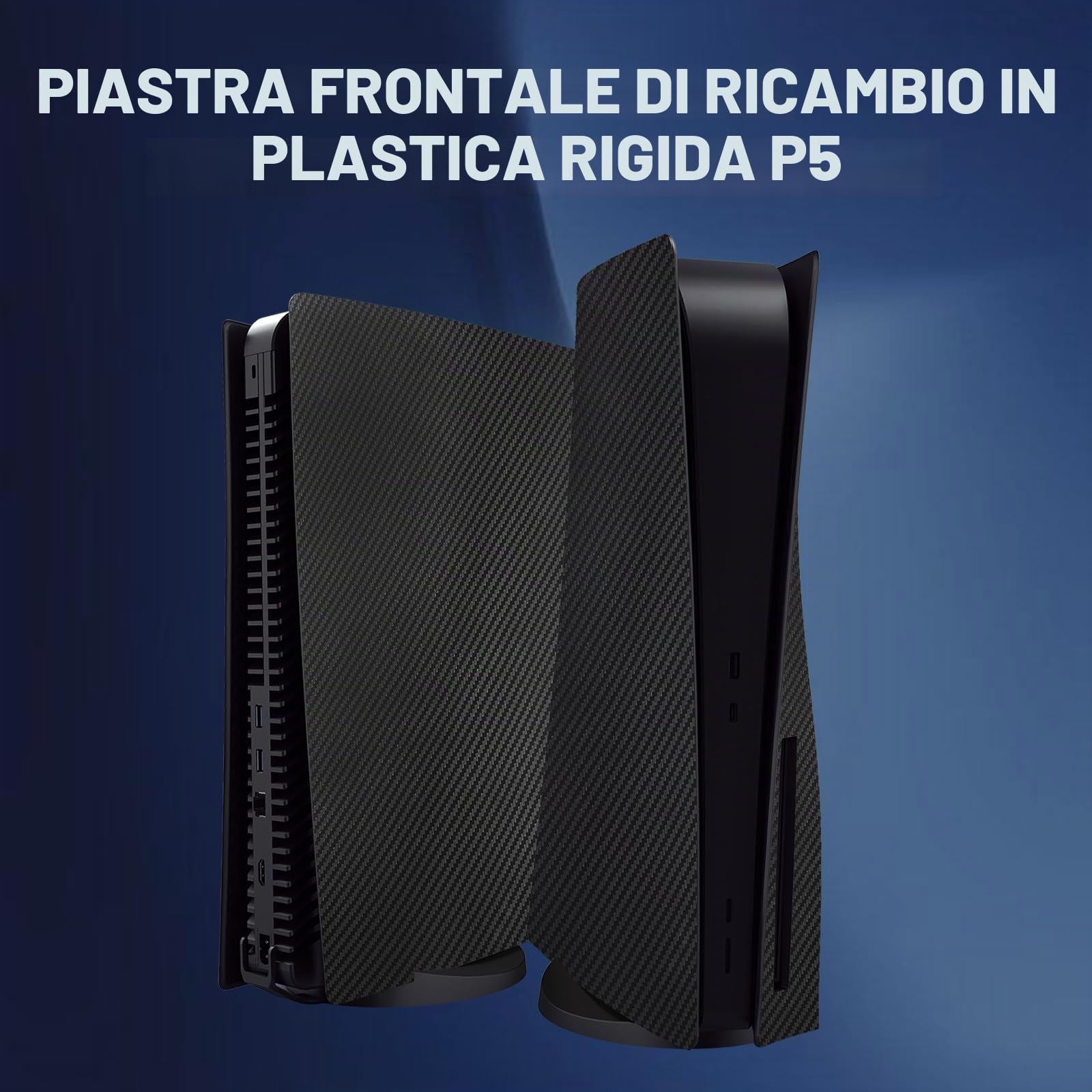 Placche di copertura per console PS5 Disc Edition, accessori per Playstation 5 (fibra di carbonio nero)