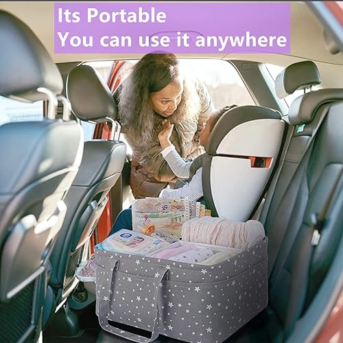 Miniatura 6 de Organizador de pañales para bebé, cesta de pañales portátil extra grande, organizador de pañales, bolsa de mano para cambiador, cesta de baby shower