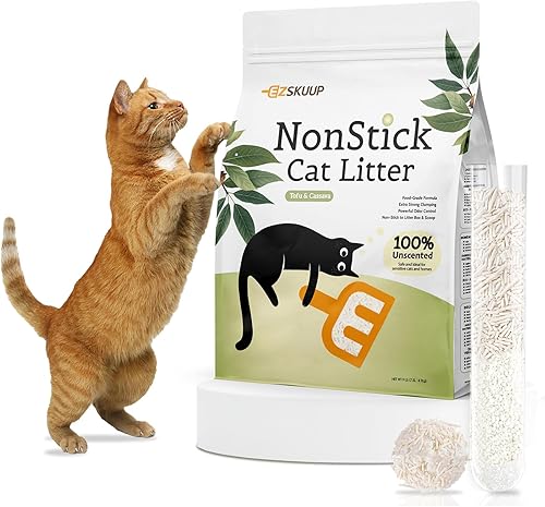 Arena antiadherente para gatos de tofu ultra aglutinante con yuca, control de olores, pellets de arena para gatitos de bajo seguimiento,