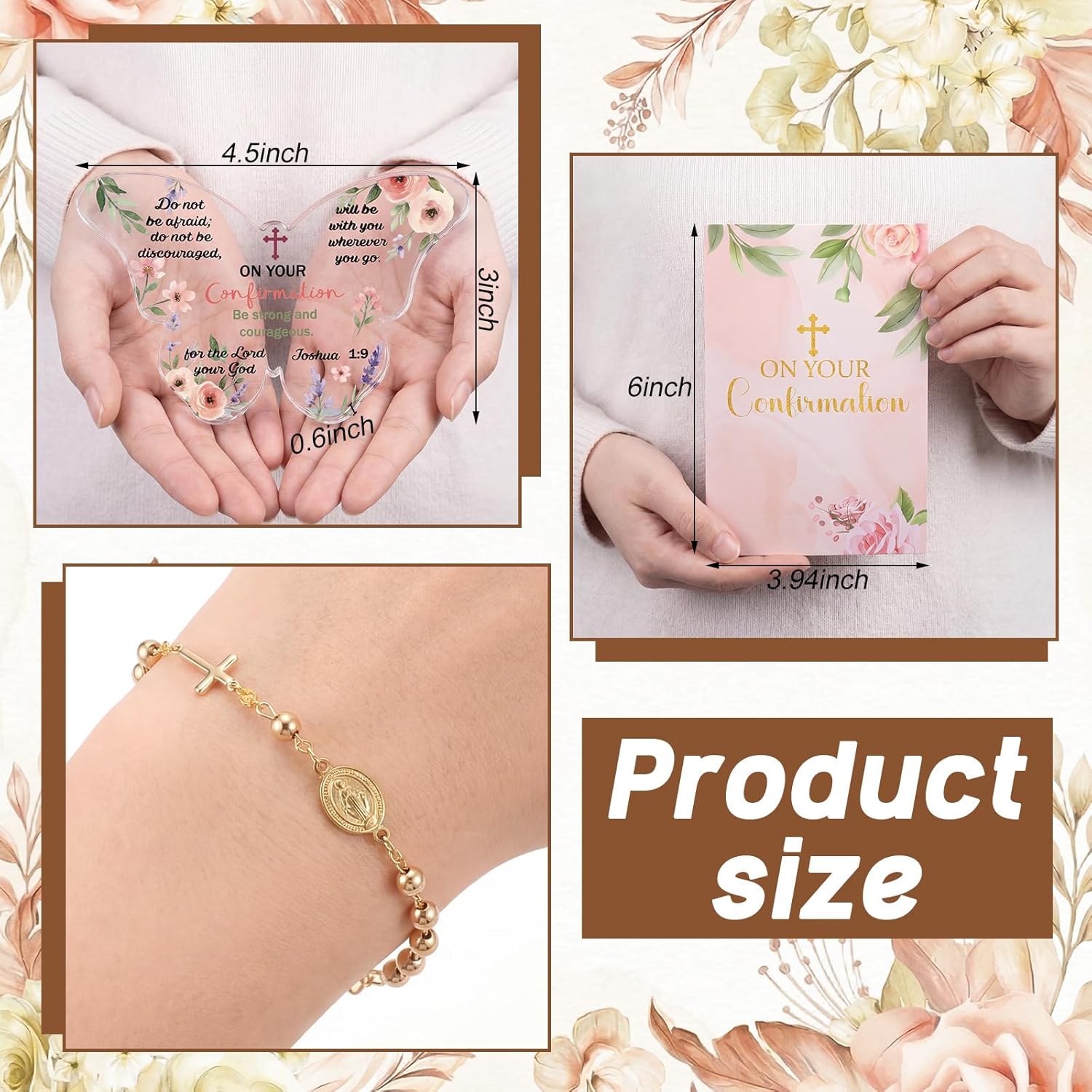 Tingjoo Confirmation Gift Set for Teenage Girl Include Blanket, Acrylic Plaque, Virgin Mary Cross Bracelet, Greeting Card and Gift Box, Religious Catholic Christian Confirmation Gifts for Women Girl