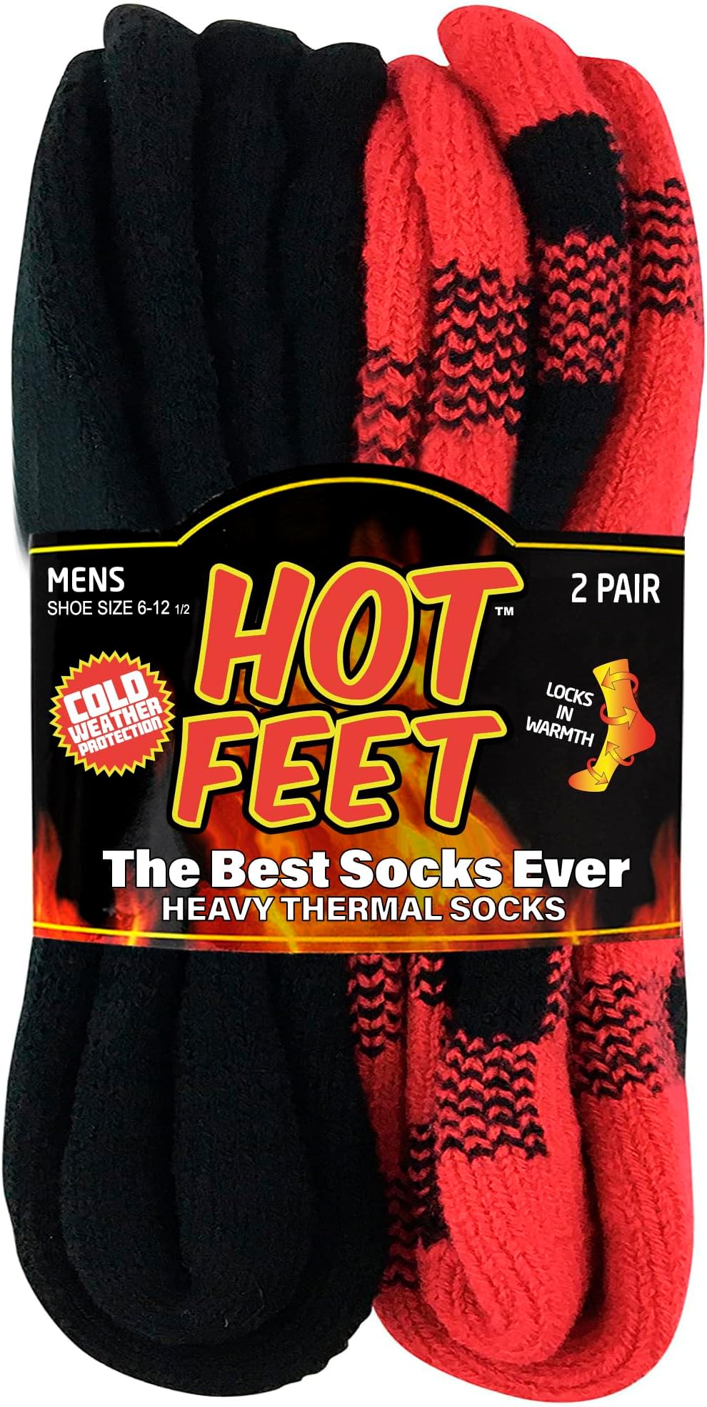 HOT FEET Thermal Socks for Men 2/4 Pack, Extreme Cold Boots Socks -Winter Insulated Socks, Cold Weather Size 6-12