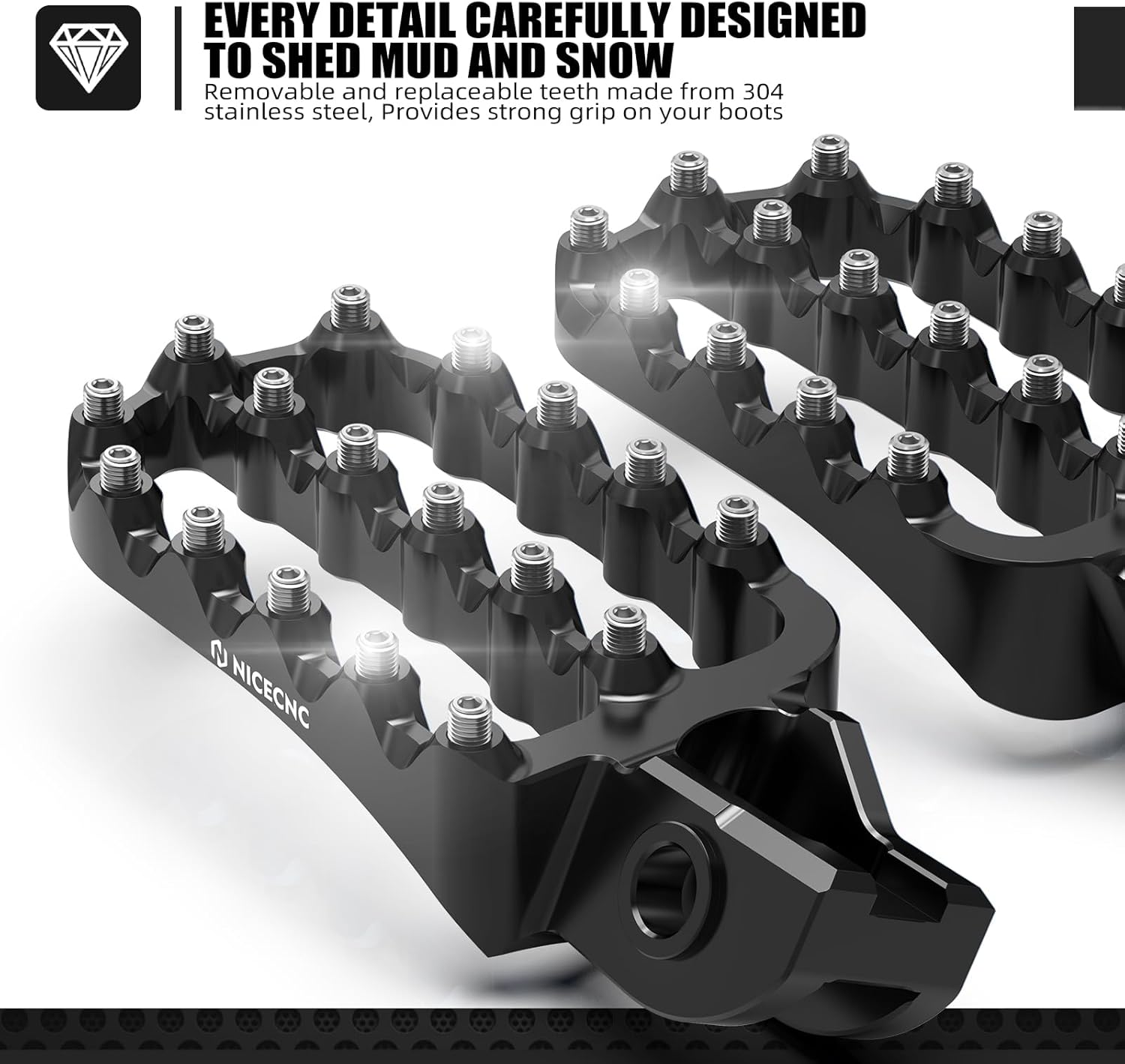 NICECNC Black Motorcycle Wide Foot Pegs Footrest Compatible with KTM 125-500 XC XCF SX SXF 2017-2022 125-500 EXC EXCF 2017-2023,Compatible with Husqvarna 125-501 TE FE 2017-2023,See Fitment