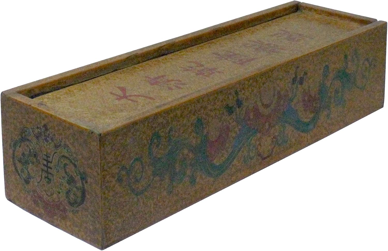 Chinese Distressed Yellow Lacquer Chinoiserie Long Rectangular Treasure Box Acs5461