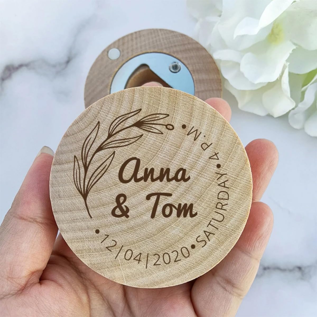 Custom Engraved Wood Bottle Openers Custom Beer Opener Wedding Souvenirs for Guests,Personalized Wedding Favor (30Pcs)