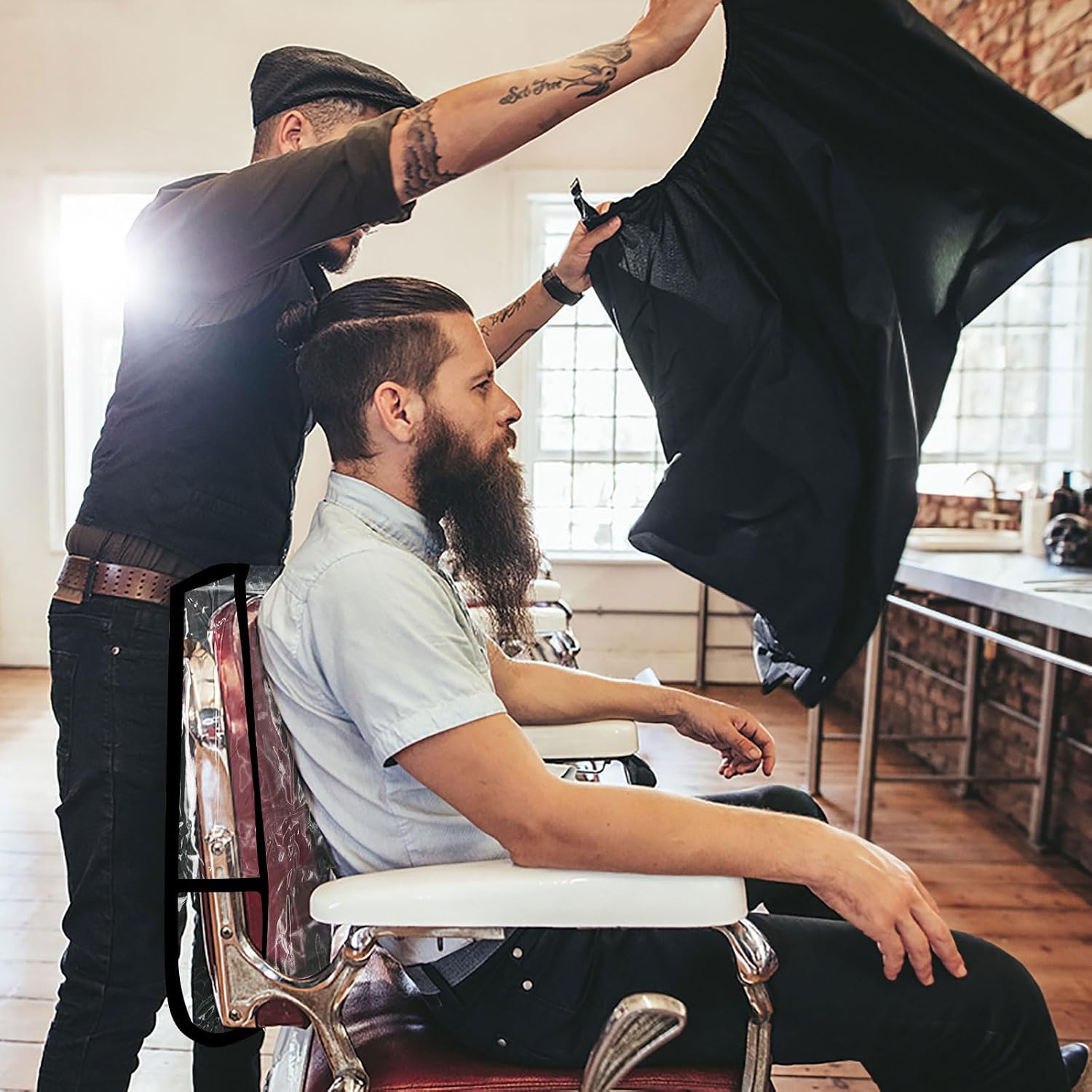5 Pcs Big Size Salon Chair Back Cover 20.1"x15.7"x4.7" Plastic Clear With Black Edge - Prevents Damage to Spa Chairs, Fits Standard Square Hairdressing Chairs