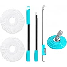 Extendable Mop Handle Set with 2 Microfiber Heads and Mop Plate,Blue
