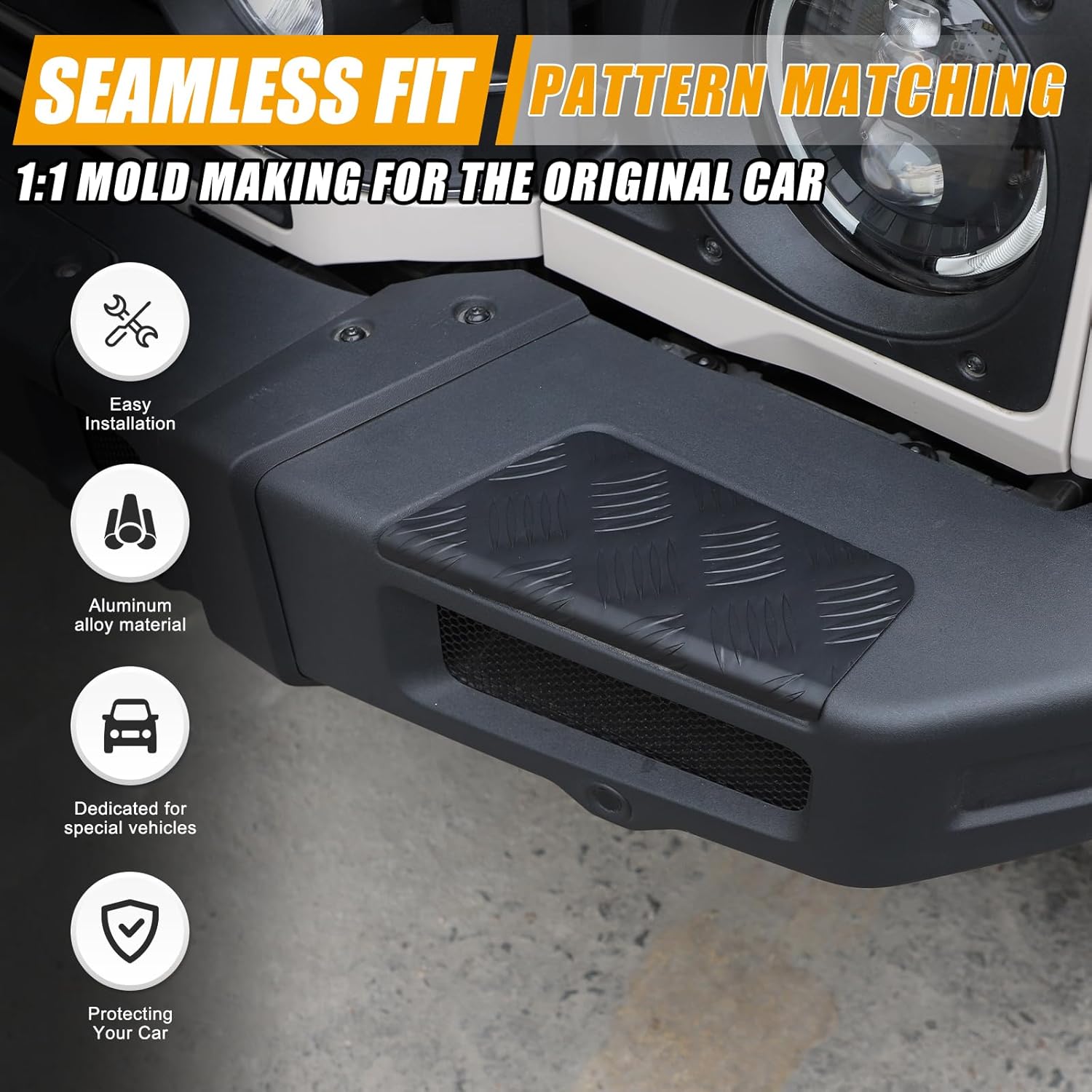 Car Front Bumper Guard Compatible with INEOS Grenadier 2020-2024 Front Bumper Protection Pedal Cover Aluminum Front Bumper Protection Pedal Insert Car Accessories