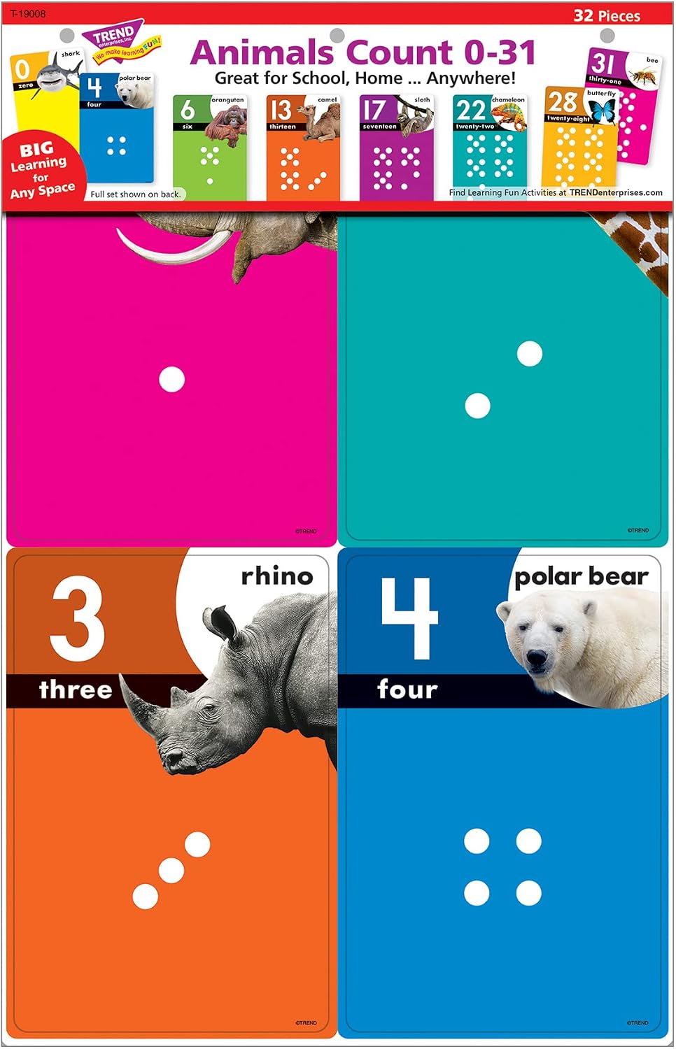 Trend Enterprises Animals Count 0-31 Number Line, Dry Erase Learning Set