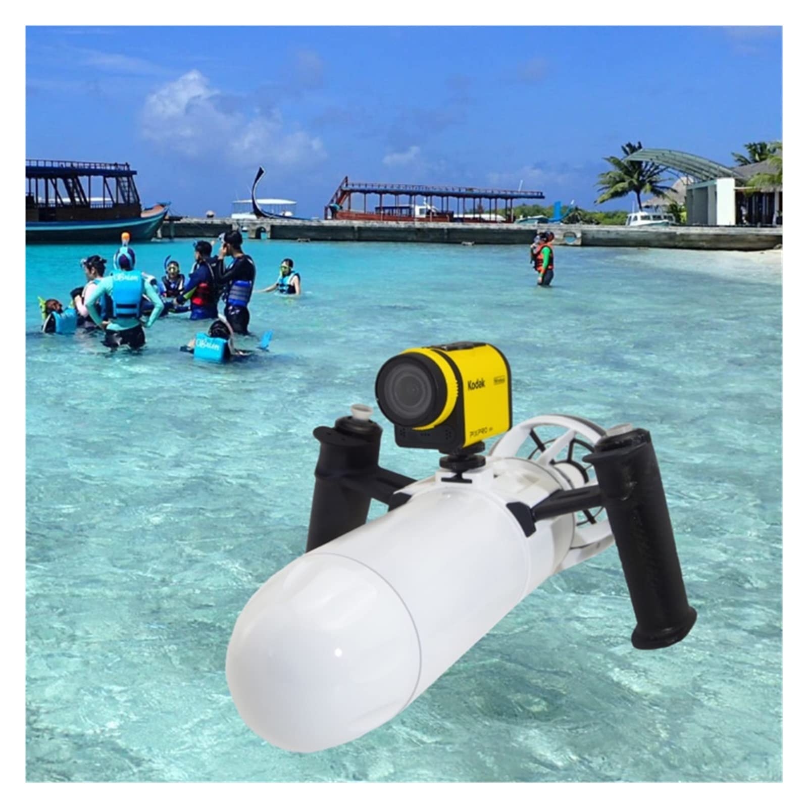 Scooter subacqueo Propulsore Subacqueo A Braccio con Una Sola Mano, Propulsore Subacqueo Portatile for Immersioni Subacquee per Le Immersioni subacquee e Lo Snorkeling(Noir,Long Double)