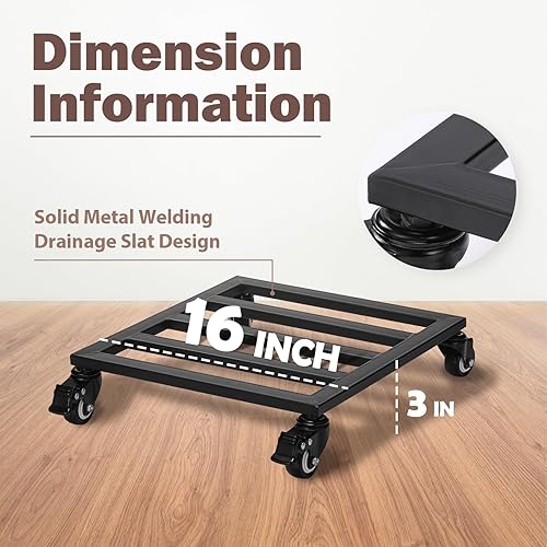 Miniatura 6 de Carrito para plantas con ruedas con cerradura, resistente, capacidad de 300 libras, carrito de plantas de hierro fundido de metal, soporte para