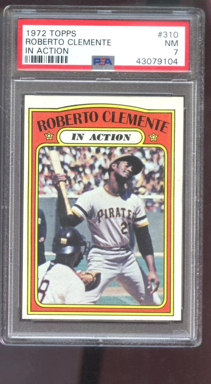 1972 Topps #310 Roberto Clemente In Action IA PSA 7 Graded Baseball Card MLB Pittsburgh Pirates