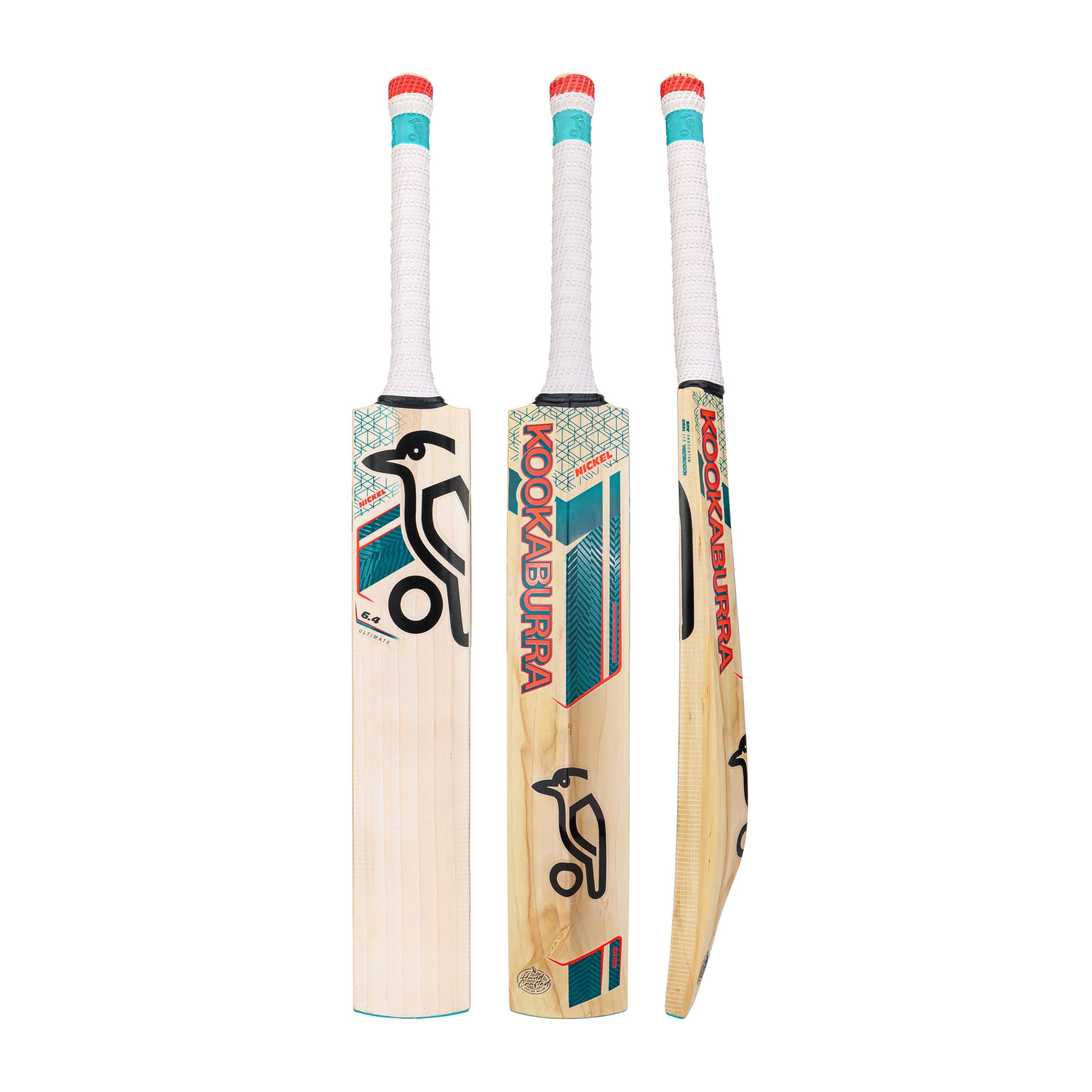 Kookaburra Nickel 6.4 Ultimate Cricket Bat - Short Handle, Teal/Red