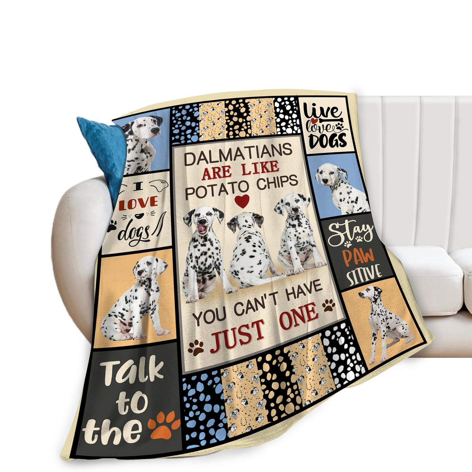 Dalmatian Dog Blanket Spotted Dog Lovers Throw Blankets for Girls Boys Stuff Animal Plush Cozy Flannel Fleece Ultra Soft Fuzzy Party Blanket for Bed Couch Sofa 80"X60"