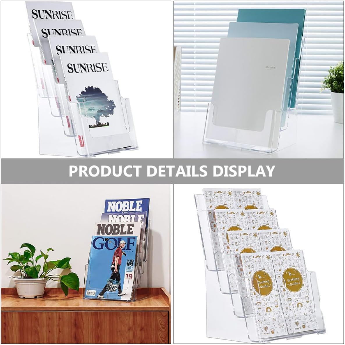 Three-layer Acrylic Desktop File Organizer 245x160x320mm Brochure Holder Office Storage Rack for Paper and Magazine Display
