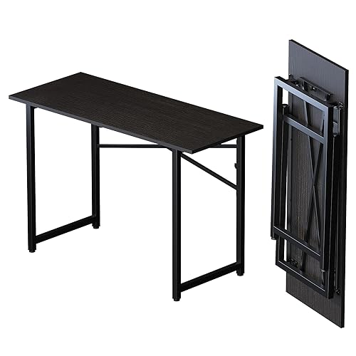 Lutown-Teen Folding Computer Desk 120 cm, Writing Gaming Computer Camping Table, No Assembly Required Home Office Desk, Black - 120cm - Black