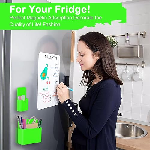 Miniatura 6 de Soporte magnético para bolígrafo, paquete de 2 soportes magnéticos de borrado en seco con compartimentos generosos, marcador de almacenamiento