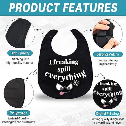 Miniatura 2 de Divertidos baberos para adultos para comer hombres, mujeres, ancianos, protectores de ropa, lavables, babero para adultos mayores Yo maldito derrame