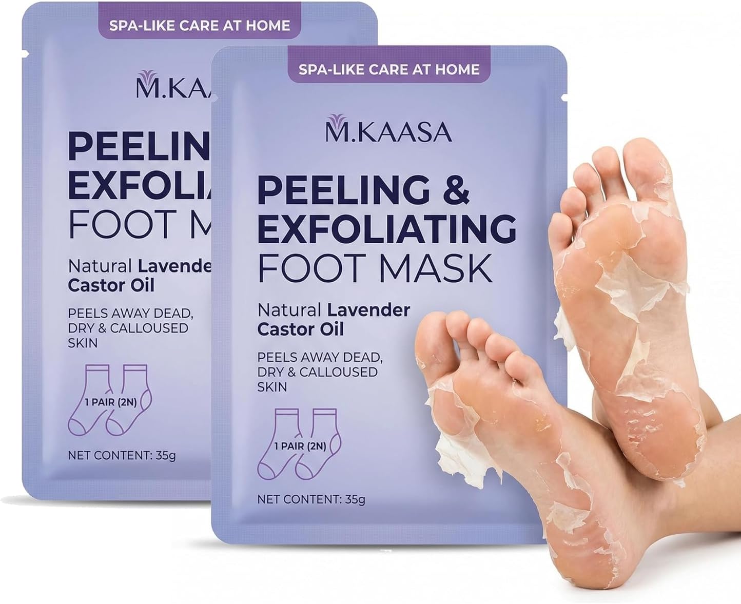 Peeling & Exfoliating Foot Peel off Mask (PACK OF 2) for Dry & Calloused Feet Removes Dead Skin & Calluses, Hydrates & Smooths Cracked Heels Foot Pads (PACK OF 2) (Blue)