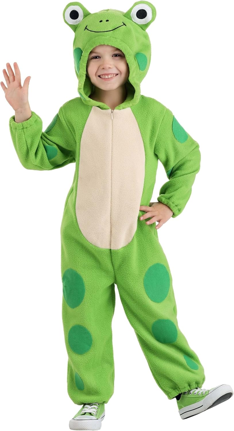 Fun Costumes Frog Toddler Onesie Costume - Jumpsuit with 3D Eyes Hood, Green (2T)