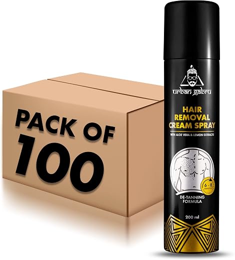 urbangabru Men Hair Removal Cream Spray (200 Ml * 100) (Pack Of 100)|Painless Body Hair Removal Spray For Chest, Back, Leg...