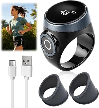 Counter Ring Digital Clicker 4-Digit Handheld Finger Counter with LED Display Portable Number Clicker for Prayer Sports Meditation Relaxation Active Fingers (Black)